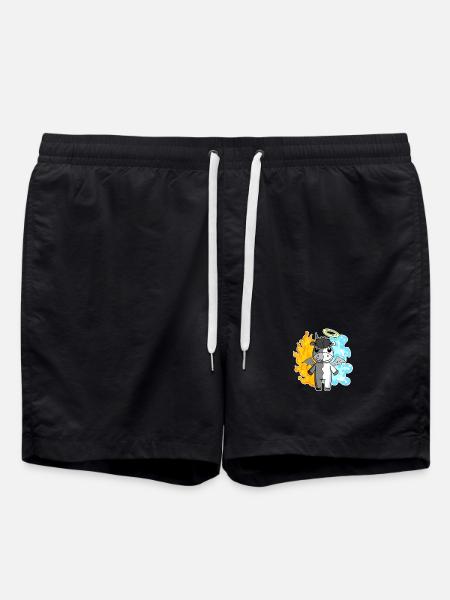 Cow - Angel and Devil - Swim Trunks - black