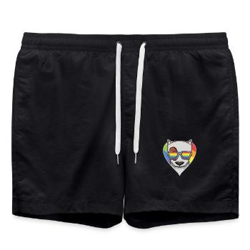 Regenbogen - Hund mit Brille - Bullterrier - Badeshorts - Schwarz - Vorne - AI Model Male 185 light (185cm)