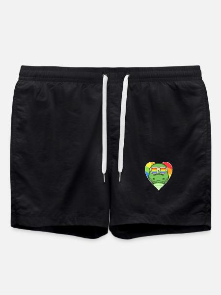 Rainbow - Crocodile with glasses - Swim Trunks - black