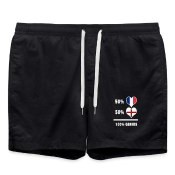 England and France 100% awesome flags - Swim Trunks - black - Front - AI Model Male 185 light (185cm)