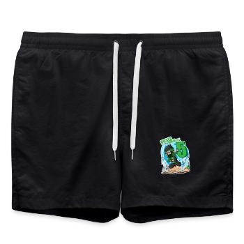 5. Geburtstag Junge Ninja Grün - Badeshorts - Schwarz - Vorne - AI Model Male 185 light (185cm)
