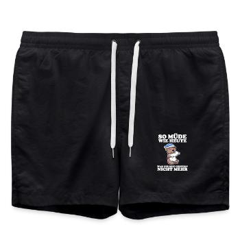 Müde Spruch lustig Schlafen Ausschlafen Faul - Badeshorts - Schwarz - Vorne - AI Model Male 185 light (185cm)