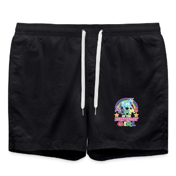 Maman de l’anniversaire Fille Licorne Anniversaire - Short de bain - noir - Devant - AI Model Male 185 light (185cm)
