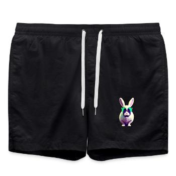 Lapin cool avec des lunettes de soleil - Short de bain - noir - Devant - AI Model Male 185 light (185cm)