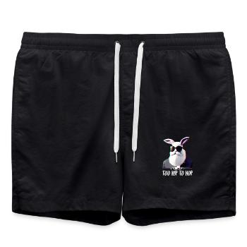 Lapin hipster cool trop branché pour hop - Short de bain - noir - Devant - AI Model Male 185 light (185cm)