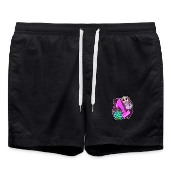 1 an - Inscription - Motif Axolotl - Short de bain - noir - Devant - AI Model Male 185 light (185cm)