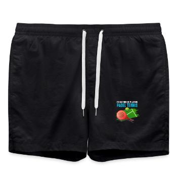 Padel Ich spiele lieber Padel-Tennis - Badeshorts - Schwarz - Vorne - AI Model Male 185 light (185cm)