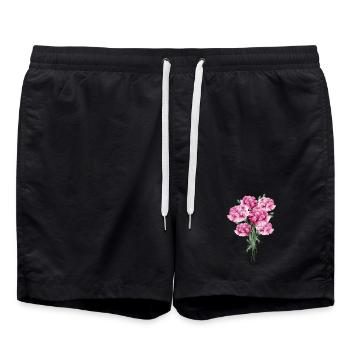 fascinant bouquet rose d’œillets - Short de bain - noir - Devant - AI Model Male 185 light (185cm)