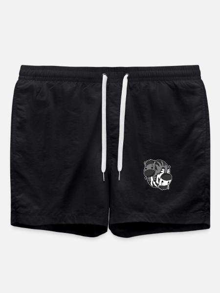 Zebra Yin Yang Symbol - Swim Trunks - black