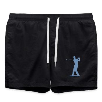 Golfer Abschlag Silhouette - Herren Design - Badeshorts - Schwarz - Vorne - AI Model Male 185 light (185cm)