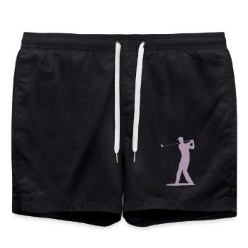 Golfer Abschlag Silhouette - Herren Design - Badeshorts - Schwarz - Vorne - AI Model Male 185 light (185cm)