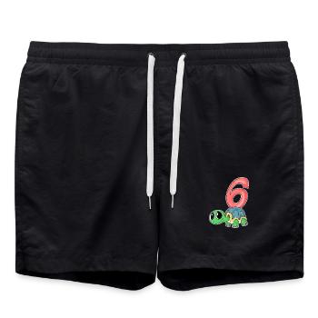 6 Anniversaire 6 ans avec motif animal - six - Short de bain - noir - Devant - AI Model Male 185 light (185cm)