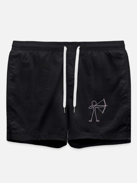 Strichmännchen Bogen Bogenschießen Bogenschütze - Badeshorts - Schwarz