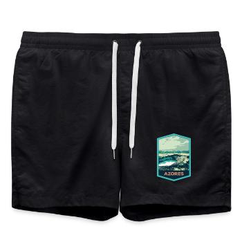 Coat of Arms Lagoon 7 Cities, S. Miguel, Azores Portugal - Swim Trunks - black - Front - AI Model Male 185 light (185cm)