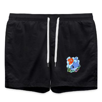 10th Birthday Motif Dolphin - ten years old - Swim Trunks - black - Front - AI Model Male 185 light (185cm)