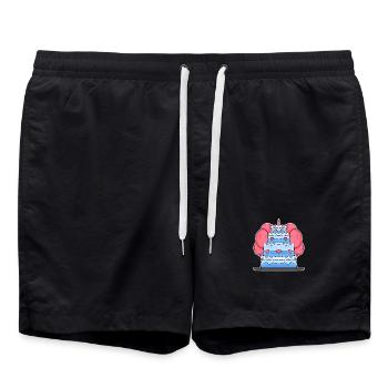 Gâteau Joyeux anniversaire - Short de bain - noir - Devant - AI Model Male 185 light (185cm)