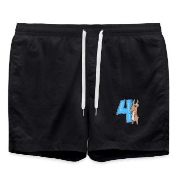 4. Geburtstag Motiv Saiga - vier Jahre - Badeshorts - Schwarz - Vorne - AI Model Male 185 light (185cm)