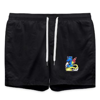 3 Birthday Boy Astronaut Rocket - Trois ans - Short de bain - noir - Devant - AI Model Male 185 light (185cm)