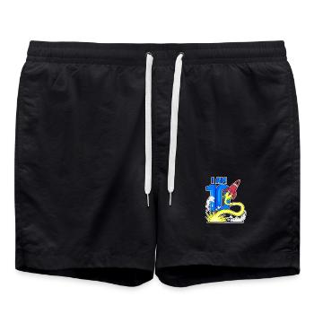 10 Birthday Boy Astronaut Rocket - Dix ans - Short de bain - noir - Devant - AI Model Male 185 light (185cm)