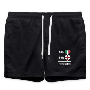 England und Italien 100% fantastische Flaggen - Badeshorts - Schwarz - Vorne - AI Model Male 185 light (185cm)