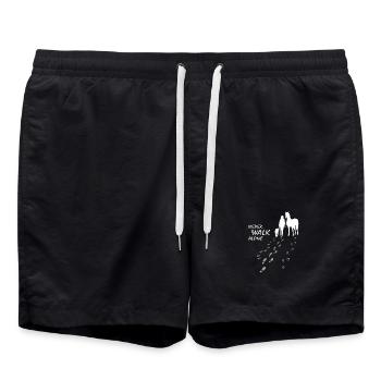 Never walk alone - Hund Pferd Reiterin, Backprint - Badeshorts - Schwarz - Vorne - AI Model Male 185 light (185cm)