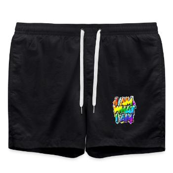 I am what I am - alles normal, oder? - Badeshorts - Schwarz - Vorne - AI Model Male 185 light (185cm)