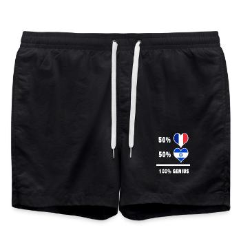 Israel and the France 100% awesome Design Flags - Swim Trunks - black - Front - AI Model Male 185 light (185cm)