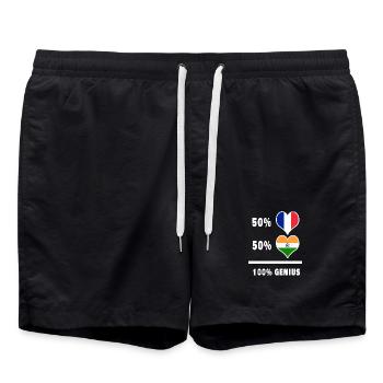 L'Inde et la France 100% génial Drapeaux Design - Short de bain - noir - Devant - AI Model Male 185 light (185cm)