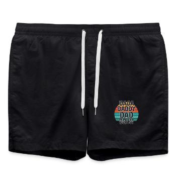 Retro 70s Design with Dada Dad Bruh Lettering - Swim Trunks - black - Front - AI Model Male 185 light (185cm)