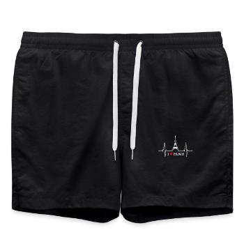Paris Skyline Heartbeat Tour Eiffel France - Short de bain - noir - Devant - AI Model Male 185 light (185cm)