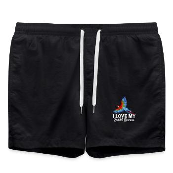 Ich liebe meinen Scarlet Macaws - Badeshorts - Schwarz - Vorne - AI Model Male 185 light (185cm)