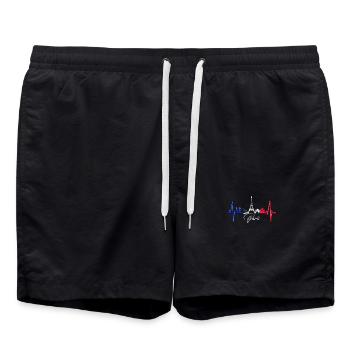 Paris Skyline Heartbeat Tour Eiffel France - Short de bain - noir - Devant - AI Model Male 185 light (185cm)