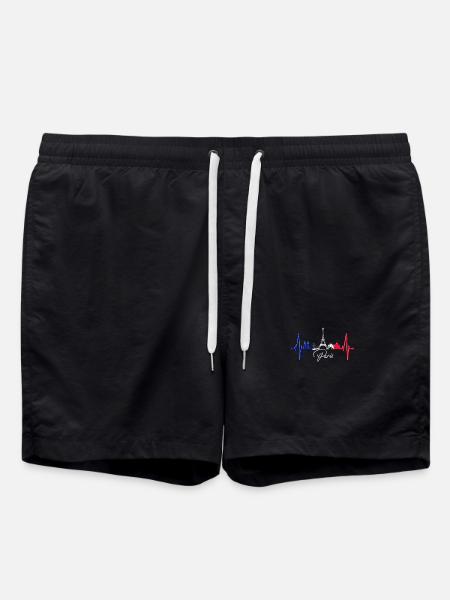 Paris Skyline Herzschlag Eiffelturm Frankreich - Badeshorts - Schwarz