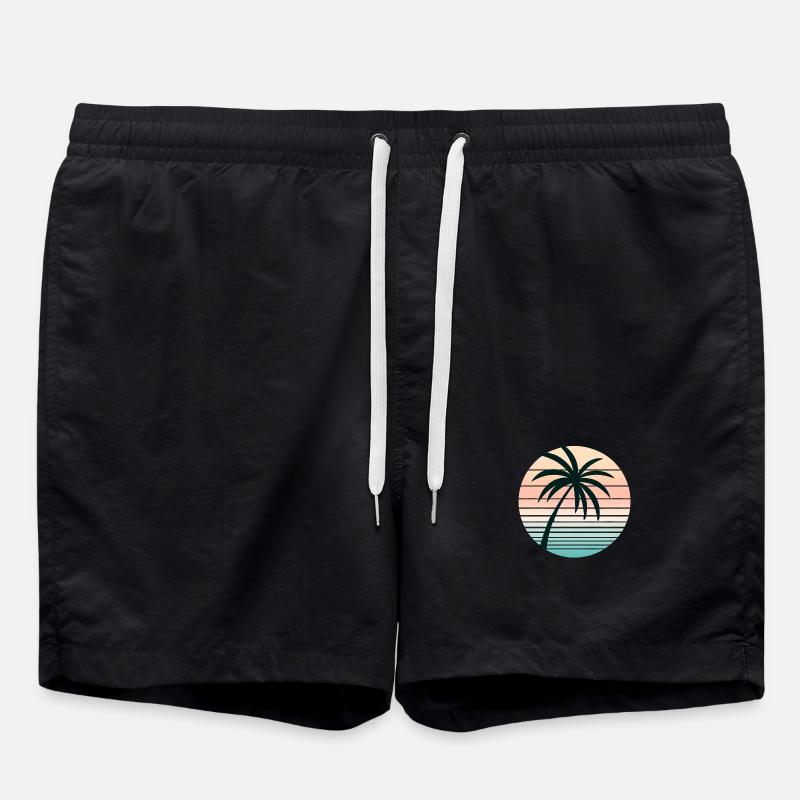 Synthwave Palm - Swim Trunks - black