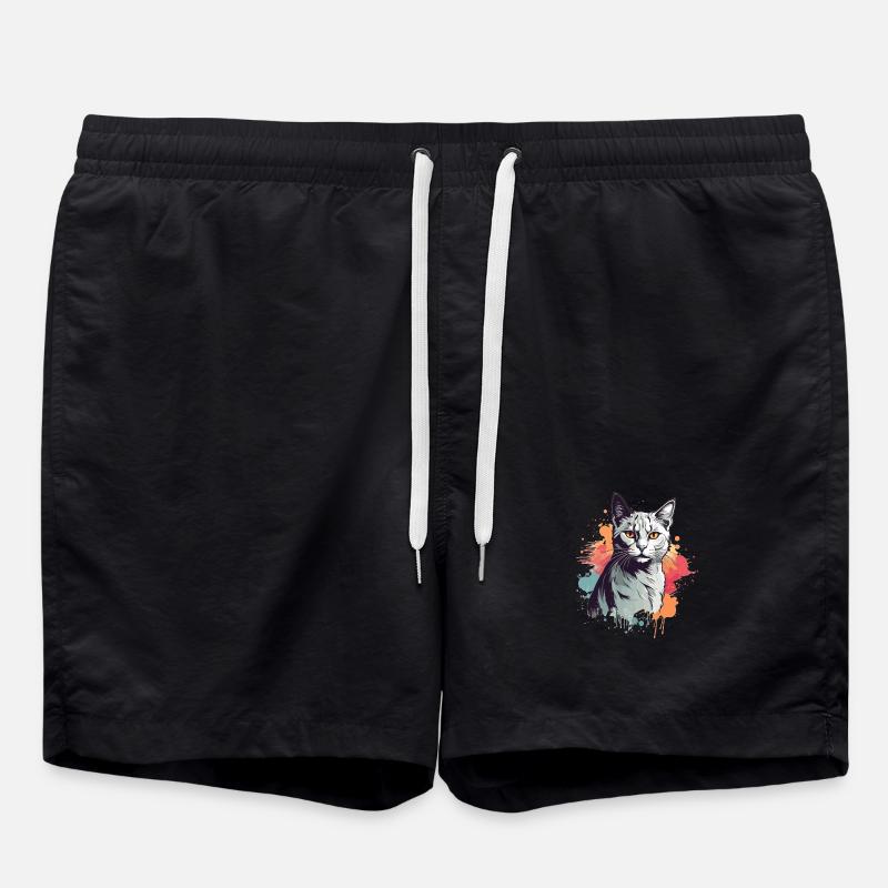 Chat gris mignon - Short de bain - noir