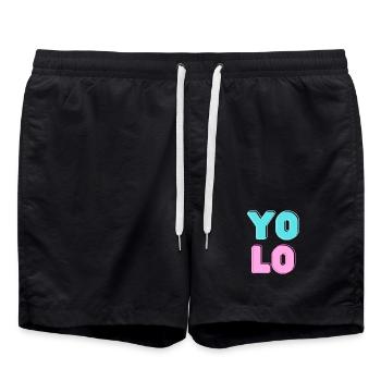 Cooles Candy YOLO Design - Badeshorts - Schwarz - Vorne - AI Model Male 185 light (185cm)