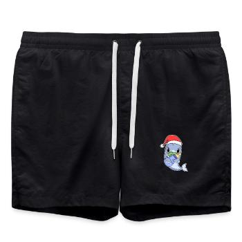 Requin bébé Noël - Short de bain - noir - Devant - AI Model Male 185 light (185cm)