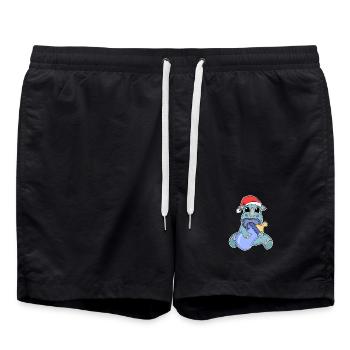 Rhinocéros bébé Noël - Short de bain - noir - Devant - AI Model Male 185 light (185cm)