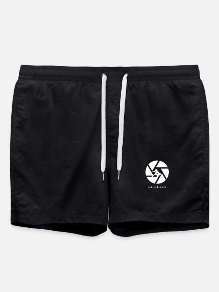 Humorous camera motif with photographer - Swim Trunks - black