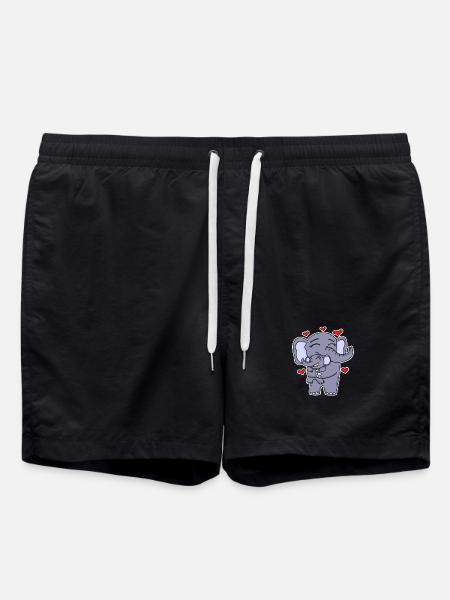 Famille d’éléphants - Éléphant avec bébé - Éléphant - Short de bain - noir