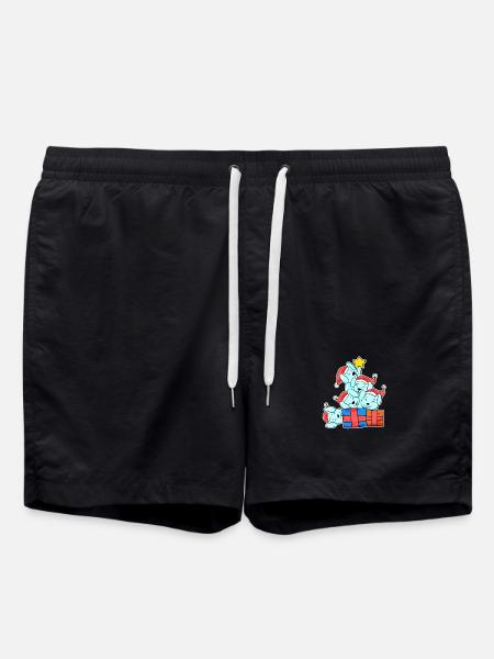 Rabbit Christmas Tree Christmas - Swim Trunks - black
