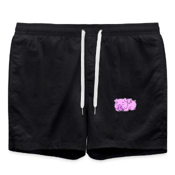 Pig Family - Cochon avec bébé - Short de bain - noir - Devant - AI Model Male 185 light (185cm)