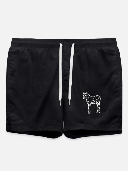 weißes Pferd weiß Pferde T-shirt Geschenk Reiter  - Badeshorts - Schwarz