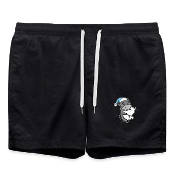 Âne avec oreiller et bonnet de sommeil - Short de bain - noir - Devant - AI Model Male 185 light (185cm)