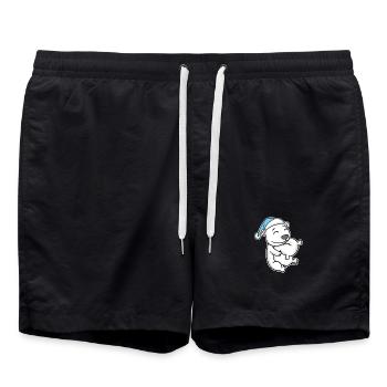 Ours polaire avec oreiller et bonnet somnolent - Short de bain - noir - Devant - AI Model Male 185 light (185cm)