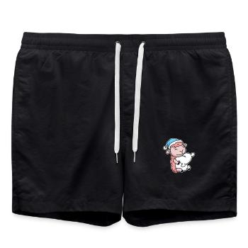 Mouton avec oreiller et bonnet somnolent - Short de bain - noir - Devant - AI Model Male 185 light (185cm)