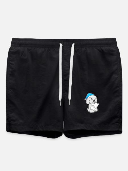 Maltese, Sleeping, Tiredness, Dog - Swim Trunks - black