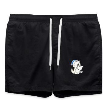 Schlafen Müde - Katze mit Kissen und Schlafmütze - Badeshorts - Schwarz - Vorne - AI Model Male 185 light (185cm)