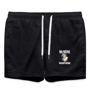 Müde Spruch lustig Schlafen Ausschlafen - Katze - Badeshorts - Schwarz - Vorne - AI Model Male 185 light (185cm)