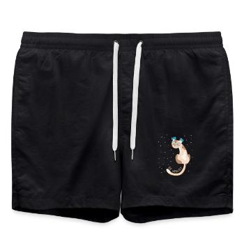 Katze, be smart - Badeshorts - Schwarz - Vorne - AI Model Male 185 light (185cm)